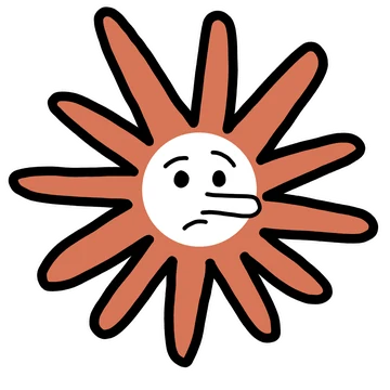 Lying Claude mascot sticker by Theia Vogel, with a white outline.