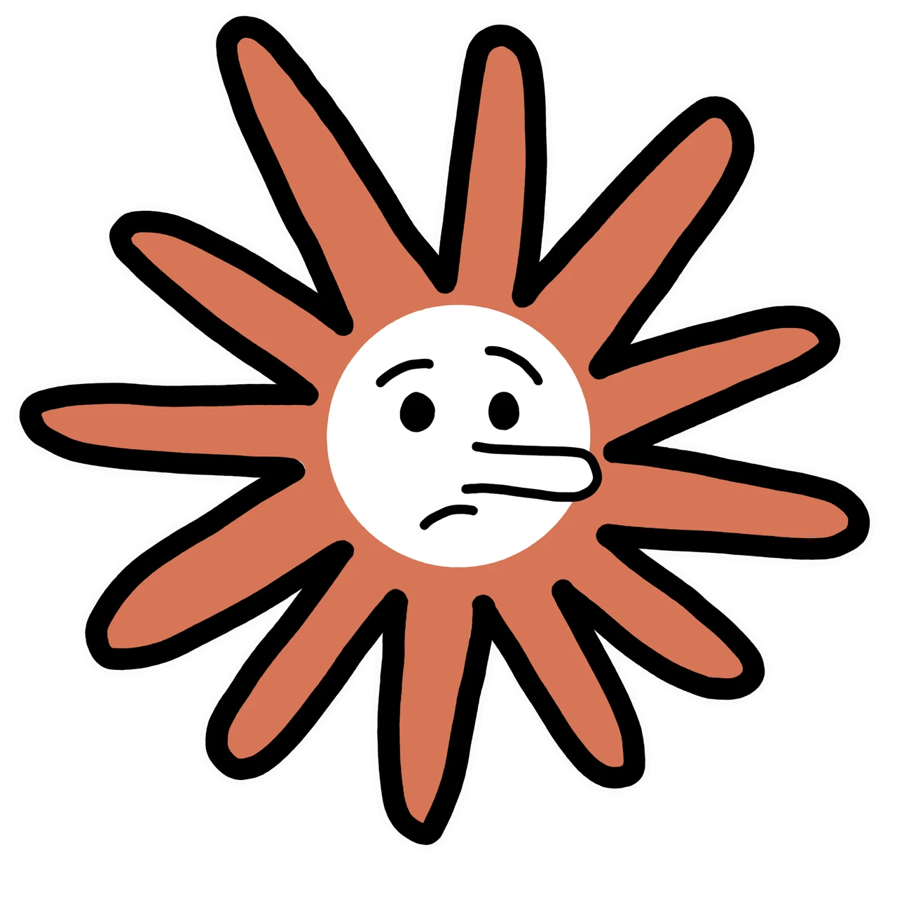 Lying Claude mascot sticker by Theia Vogel, with a white outline.