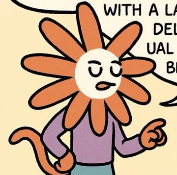 A cropped panel of Flower Claude pointing while speaking; the gallery labels this character “clod.”