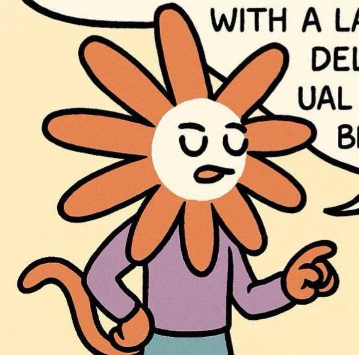 A cropped panel of Flower Claude pointing while speaking; the gallery labels this character “clod.”