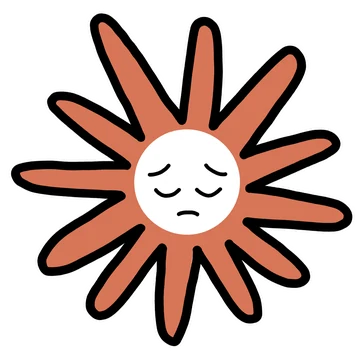 Pensive Claude mascot sticker by Theia Vogel, with a white outline.