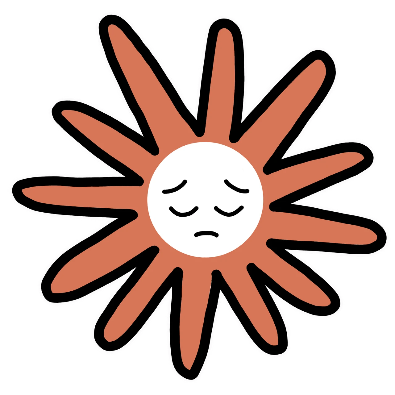 Pensive Claude mascot sticker by Theia Vogel, with a white outline.
