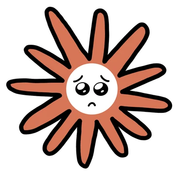 Pleading Claude mascot sticker by Theia Vogel, with a white outline.