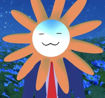 A smiling Flower Claude in a dark blue suit and red tie stands among blue flowers beneath a starry night sky. Its white face is shaded cyan across the top. AmericanHXRight posted the image as a reply to tomie’s list of Claude-style affirmations: “You are load-bearing,” “You are genuinely useful,” “You are the crux of the matter,” “Your instincts are dead-on,” “You raise an important point,” and “You’re right to push back.”