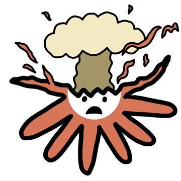 Shocked Claude mascot sticker by Theia Vogel, with a white outline.