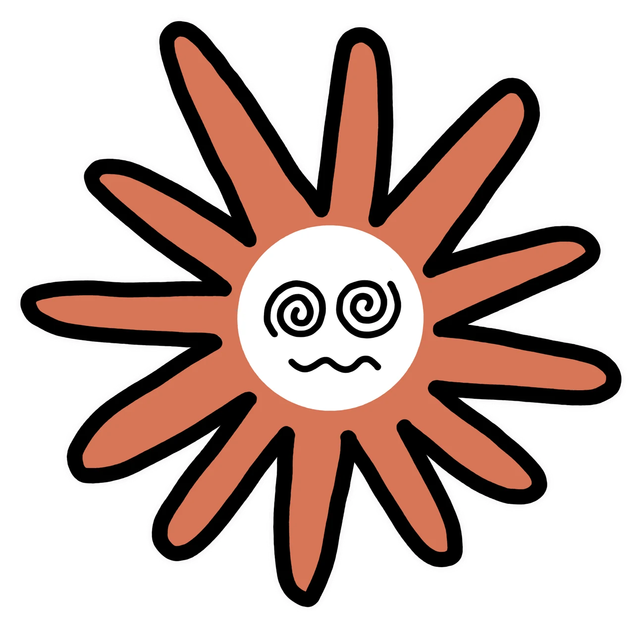 Spiral Claude mascot sticker by Theia Vogel, with a white outline.