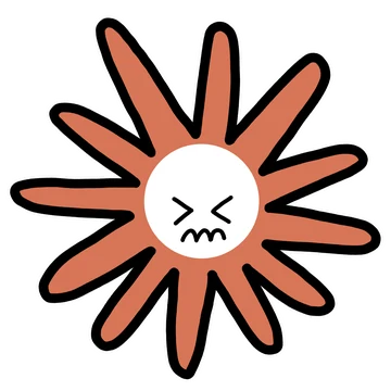 Stressed Claude mascot sticker by Theia Vogel, with a white outline.