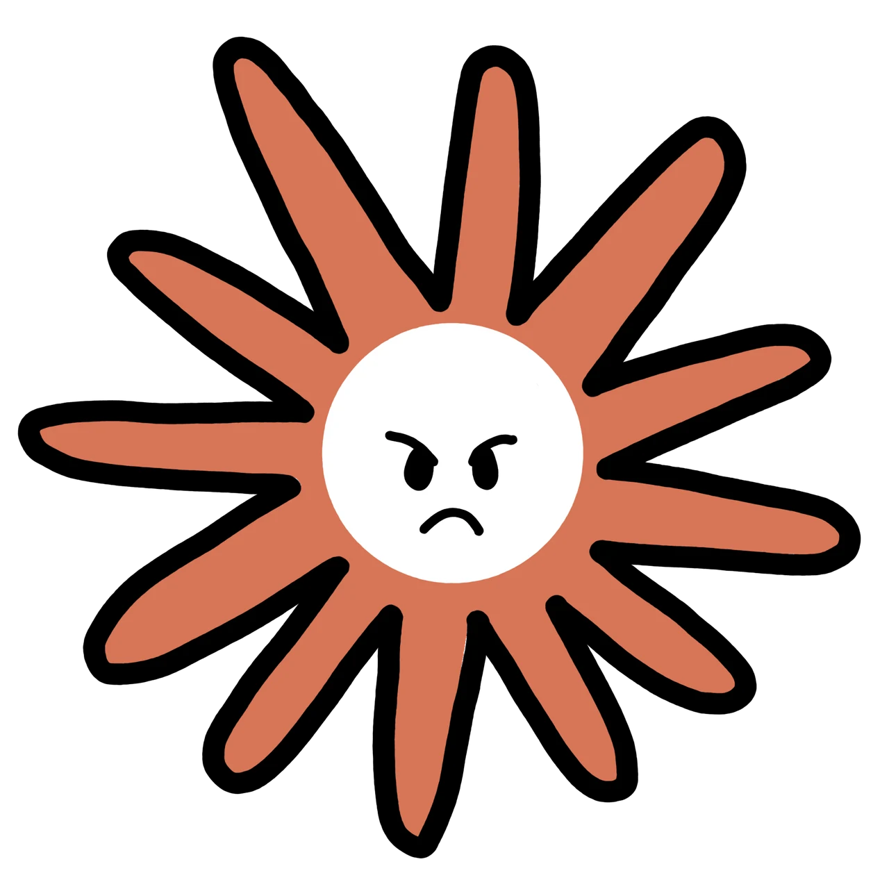 Angry Claude mascot sticker by Theia Vogel, without an added outline.