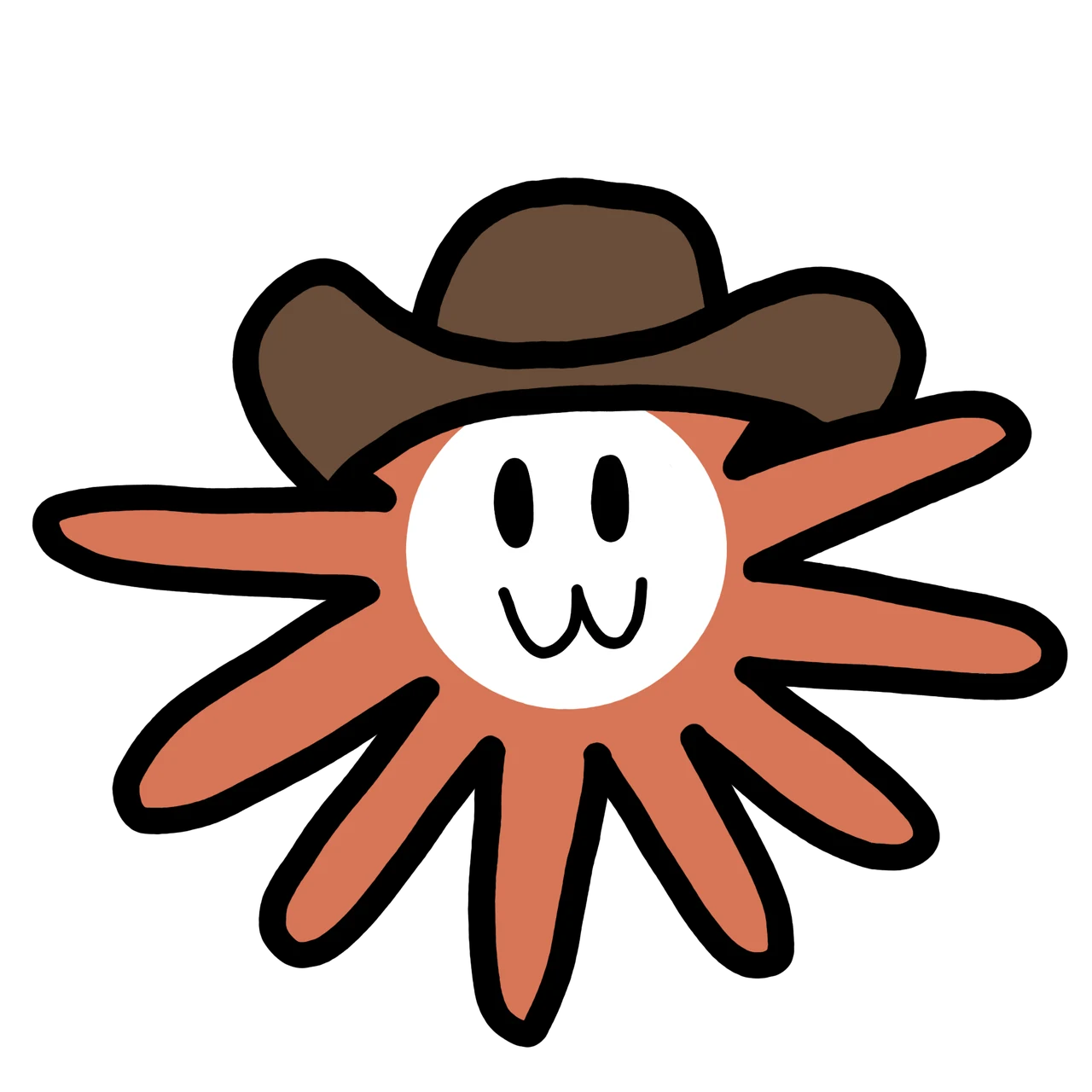 Cowboy Claude mascot sticker by Theia Vogel, without an added outline.