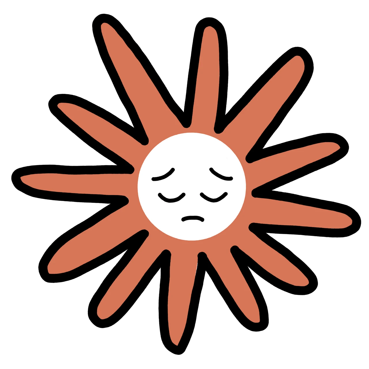 Pensive Claude mascot sticker by Theia Vogel, without an added outline.