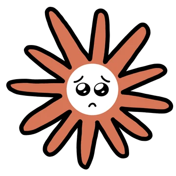 Pleading Claude mascot sticker by Theia Vogel, without an added outline.