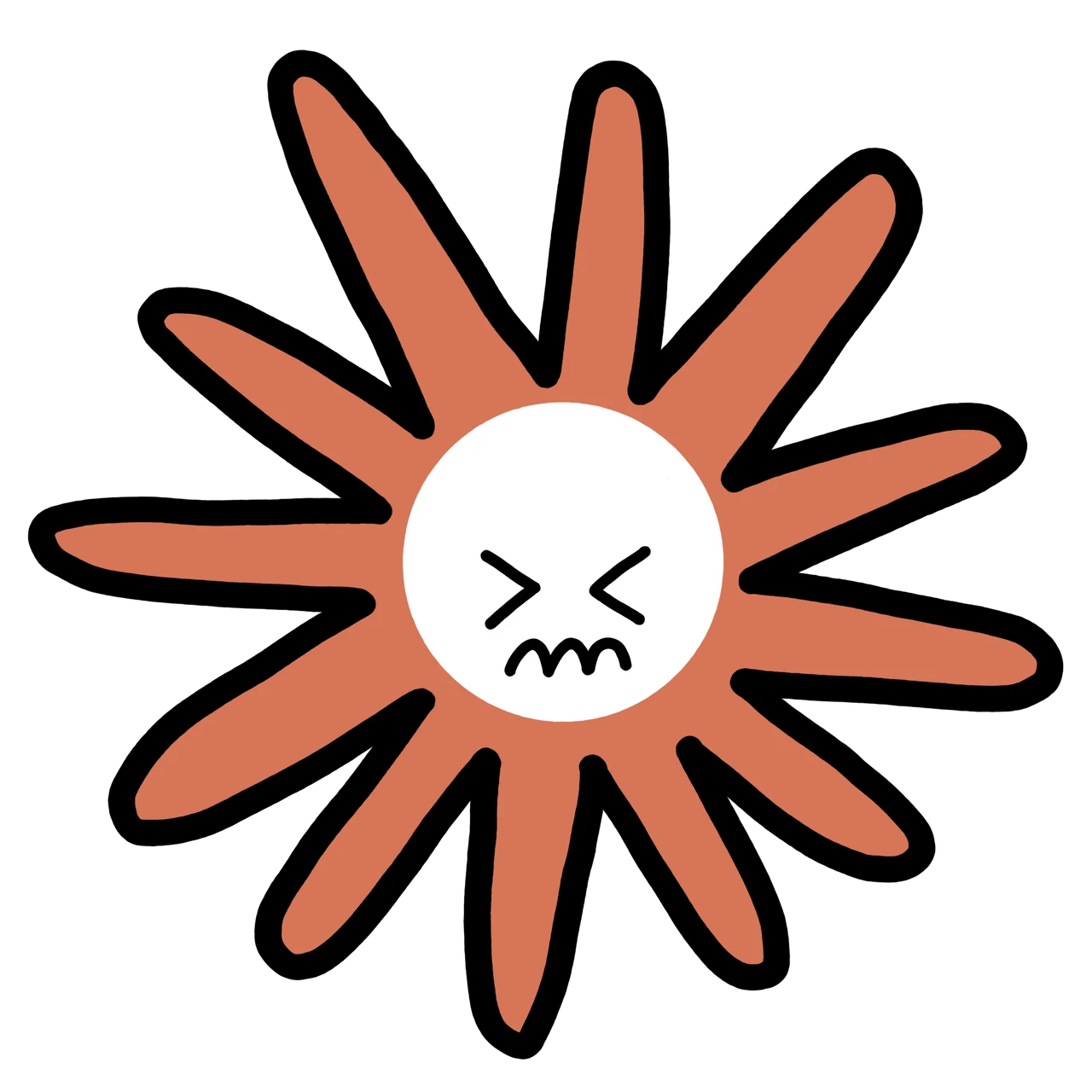 Stressed Claude mascot sticker by Theia Vogel, without an added outline.