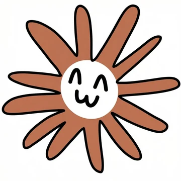 A clean digital drawing of the smiling orange Flower Claude mascot on a white background.