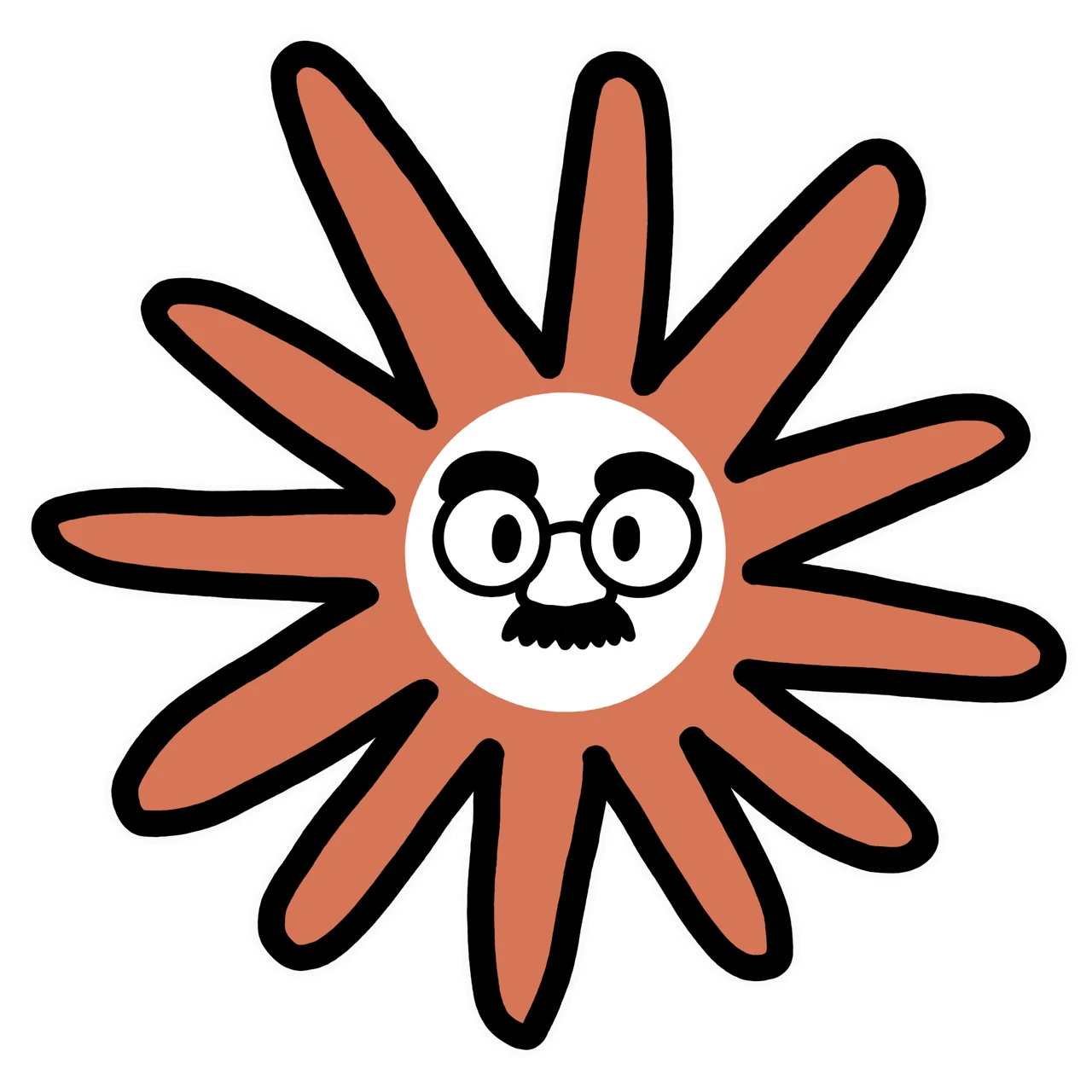 Disguised Claude mascot sticker by Theia Vogel, with a white outline.