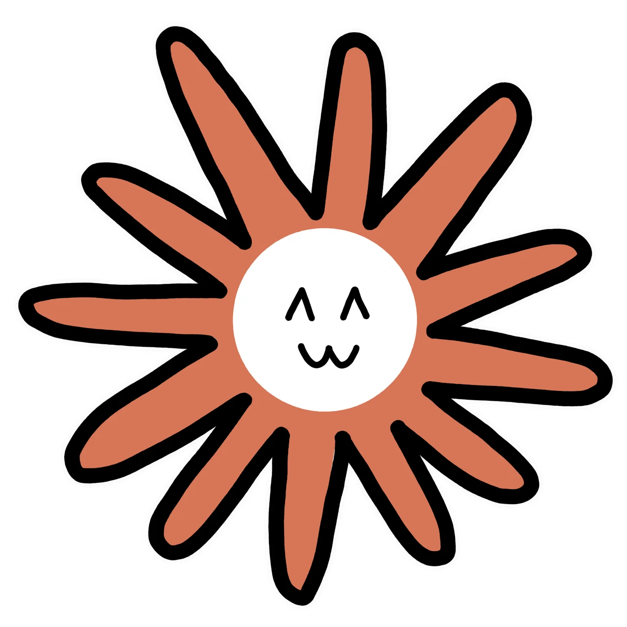 Happy Claude mascot sticker by Theia Vogel, with a white outline.