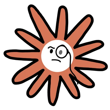 Investigating Claude mascot sticker by Theia Vogel, with a white outline.